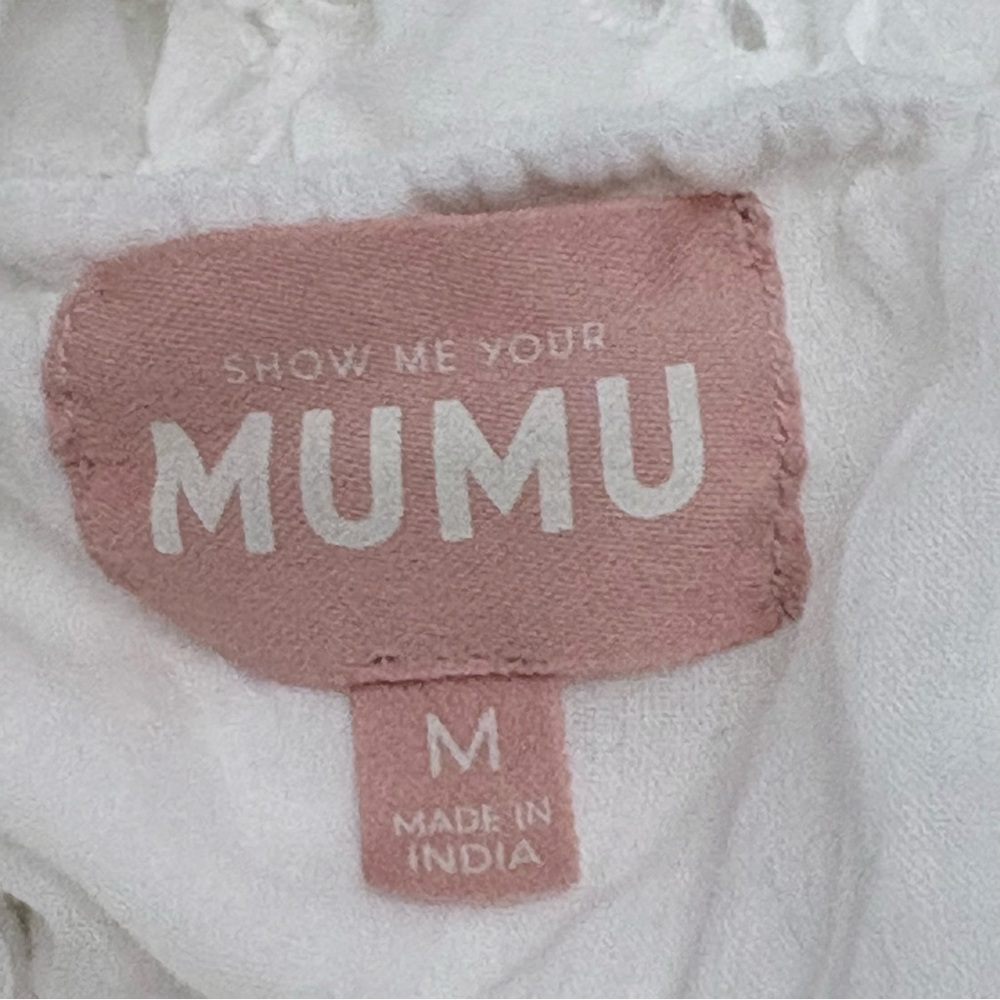 Show Me Your Mumu Girly Top White Eyelet Ruffle Crop Cami Size Medium - Picture 7 of 11